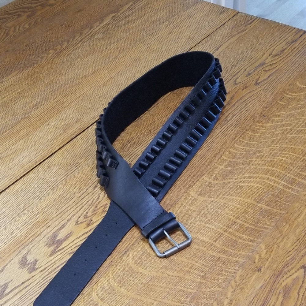 Haute Hippie black leather bullet belt